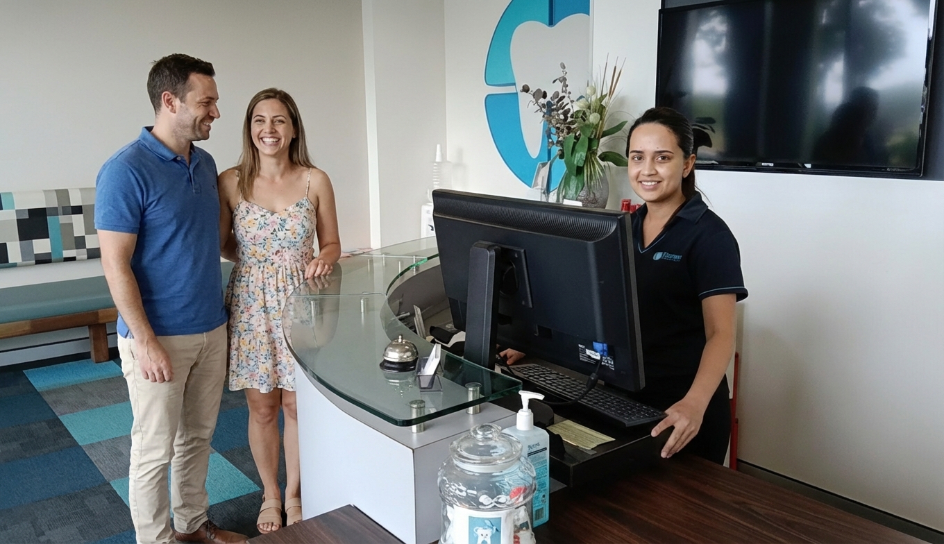 Compass Dental team welcoming patients at reception in Darwin